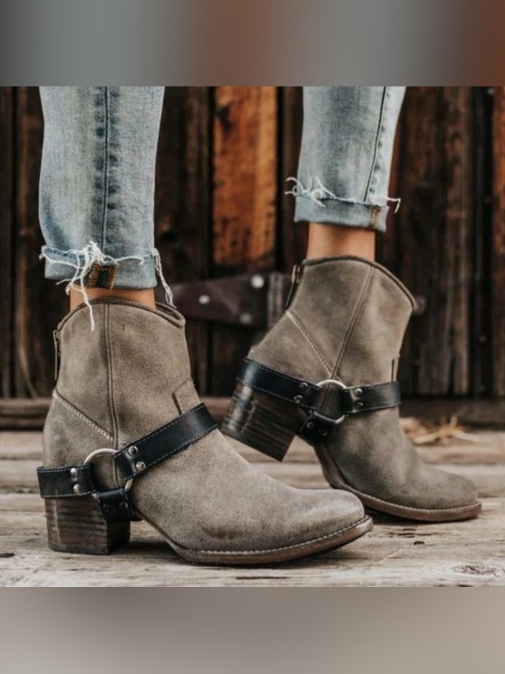 Freebird by Steven Spirit Grey Suede Harness Ankle Boots Size 8 NIB - Picture 15 of 16